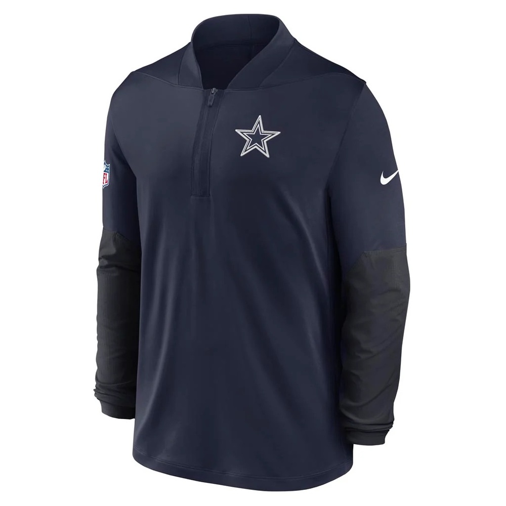 NWT Men's Nike Navy Dallas Cowboys Sideline Dri-FIT Half-Zip Pullover